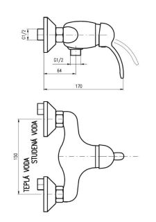 Смеситель для душа Rav Slezak Labe L581.5Z золото